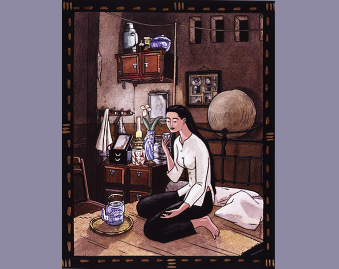 Jeune femme à la théière