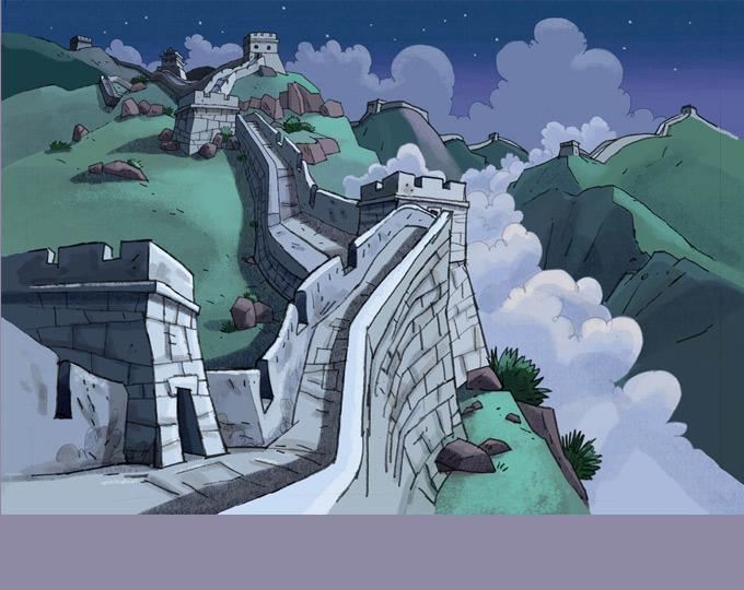 Décor définitif du film : la Grande muraille de Chine