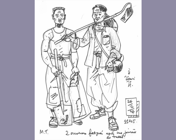 Recherche de personnages : Deux ouvriers de retour des champs